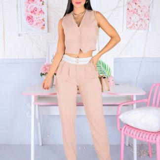 Set chaleco y pantalón pretina blanca